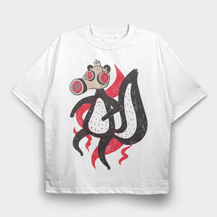 Skunk With Gas Mask, Tricou Oversize Barbati (Unisex)