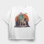 HikingDogForestTshirt, Tricou Oversize Barbati (Unisex)