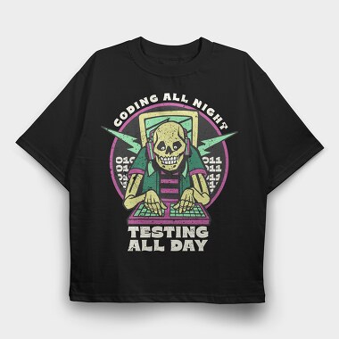 Skeleton Coding, Tricou Oversize Barbati (Unisex)