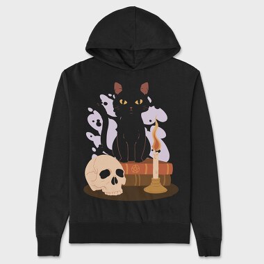 Witchy Black Cat, Hanorac Oversize Barbati (Unisex)