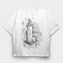 Lighthouse Wave, Tricou Oversize Barbati (Unisex)