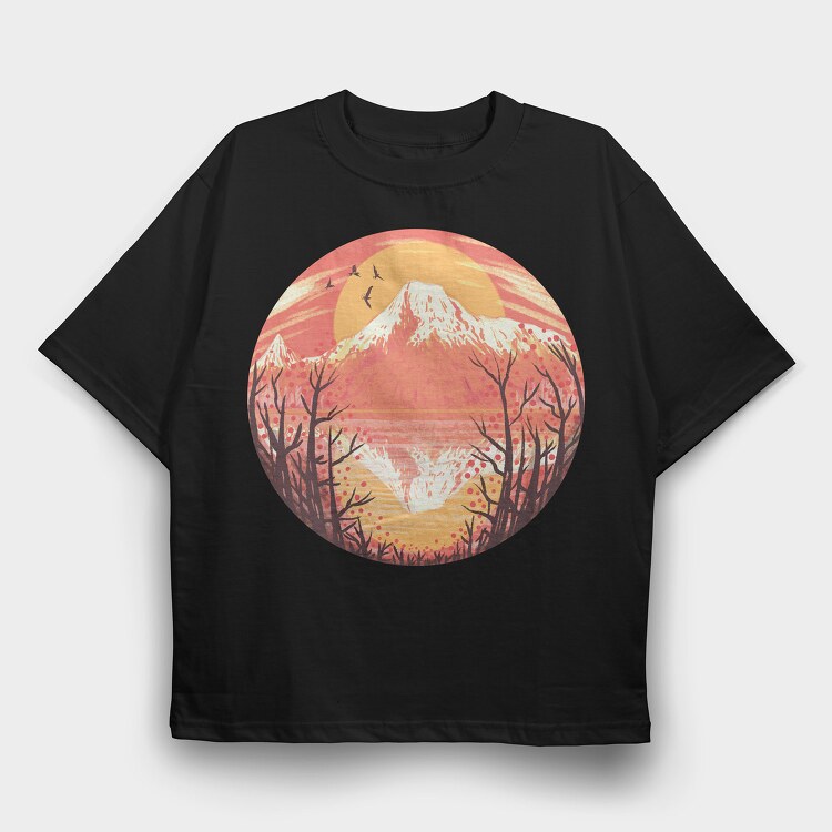 Vulcan Sunset, Tricou Oversize Barbati (Unisex)
