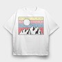Retro Mountain Sunset, Tricou Oversize Barbati (Unisex)