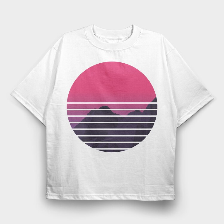 Retro Mountain, Tricou Oversize Barbati (Unisex)