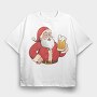 Santa Beer, Tricou Oversize Barbati (Unisex)