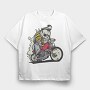Skull Bike, Tricou Oversize Barbati (Unisex)