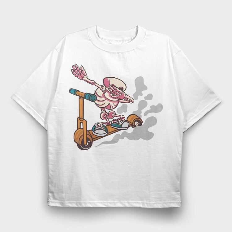 Scooter Skeleton, Tricou Oversize Barbati (Unisex)