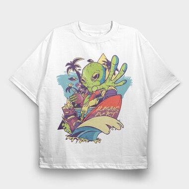 Martian Goes Hawaii, Tricou Oversize Barbati (Unisex)