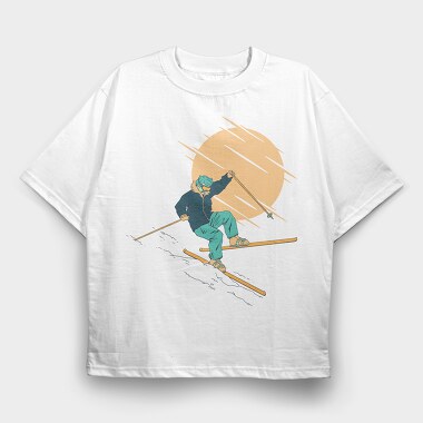 Skier Falling, Tricou Oversize Barbati (Unisex)