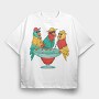 Parrots Drinking, Tricou Oversize Barbati (Unisex)