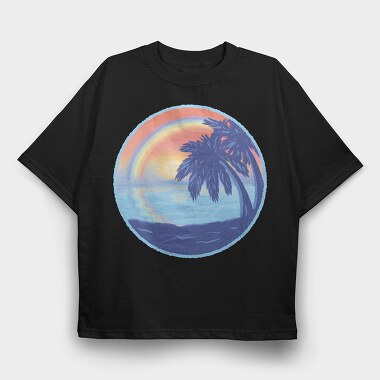 Sunset Rainbow Beach, Tricou Oversize Barbati (Unisex)