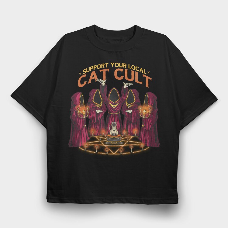 Cat Cult, Tricou Oversize Barbati (Unisex)