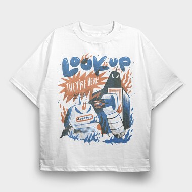 Robot Invasion 06, Tricou Oversize Barbati (Unisex)