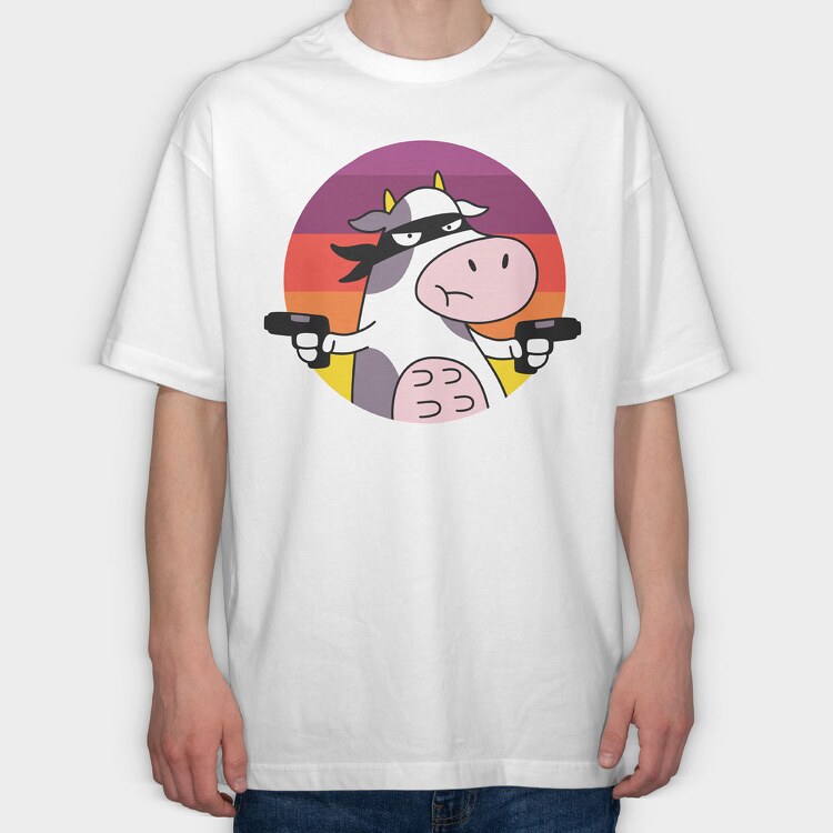 Cow Cartoon, Tricou Oversize Barbati (Unisex)