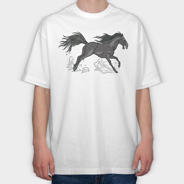 Horse Run, Tricou Oversize Barbati (Unisex)