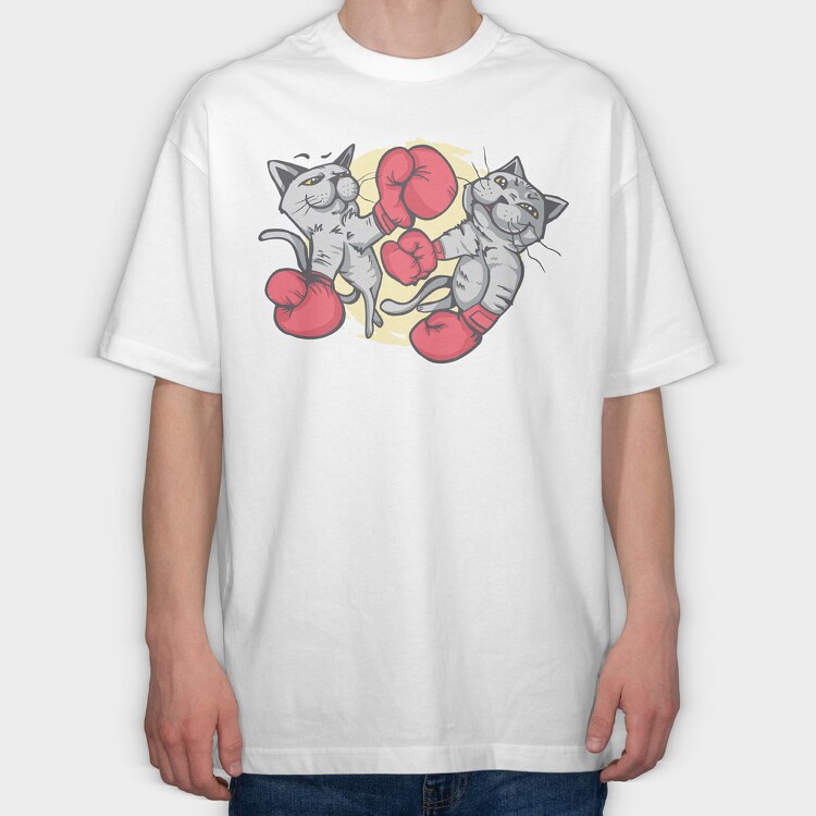 Boxing Cats, Tricou Oversize Barbati (Unisex)