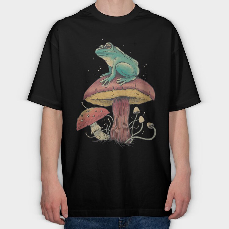Mushroom Frog, Tricou Oversize Barbati (Unisex)