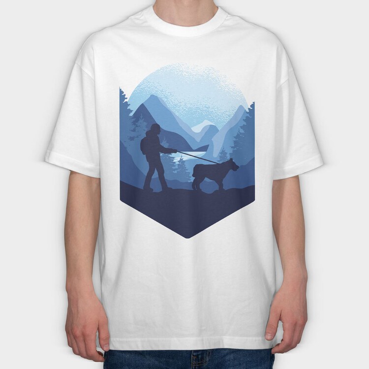 Dog Trekking, Tricou Oversize Barbati (Unisex)