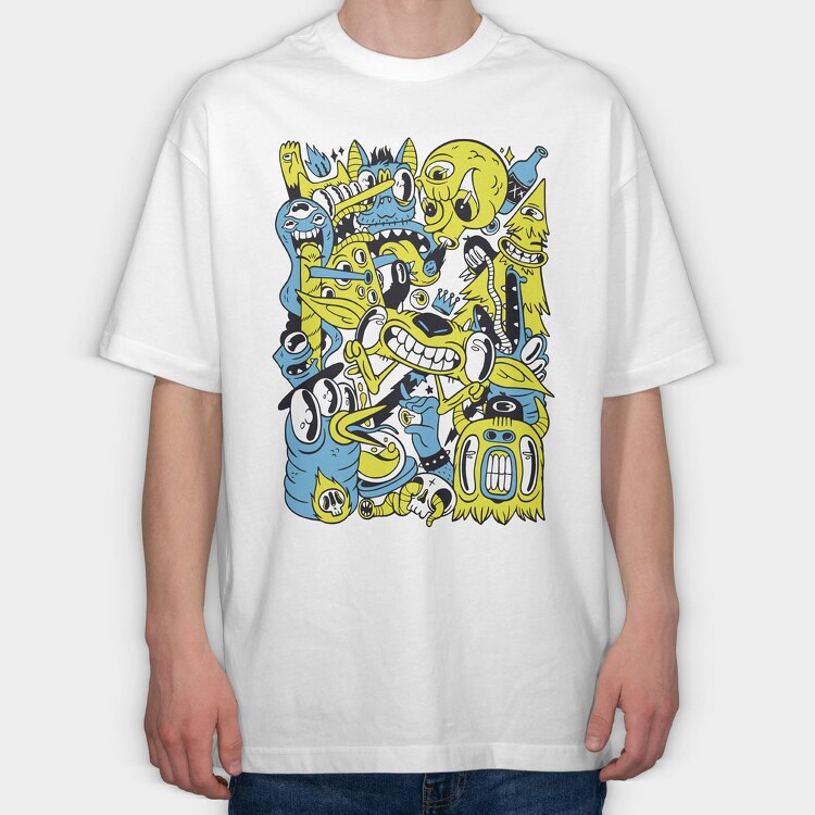 Monster Collage, Tricou Oversize Barbati (Unisex)