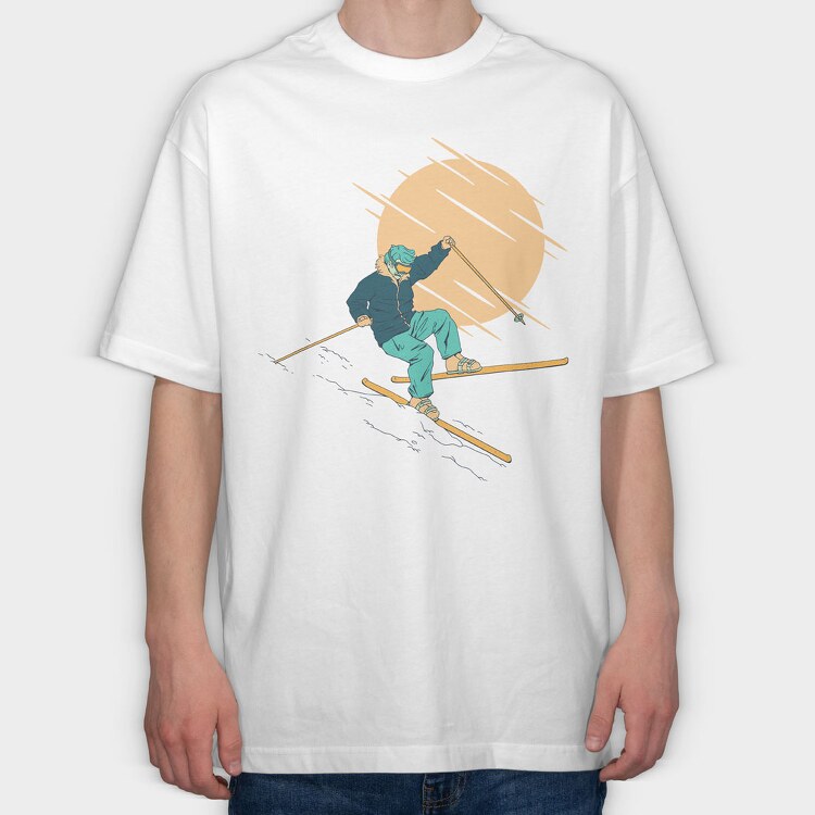 Skier Falling, Tricou Oversize Barbati (Unisex)