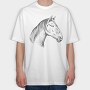 Horse Hand Draw, Tricou Oversize Barbati (Unisex)