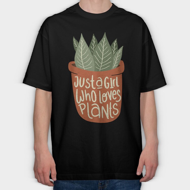 Girl Who Loves Plants, Tricou Oversize Barbati (Unisex)