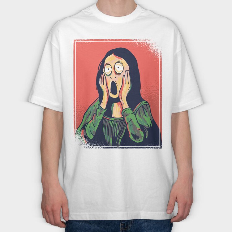 Mona Lisa Scream, Tricou Oversize Barbati (Unisex)