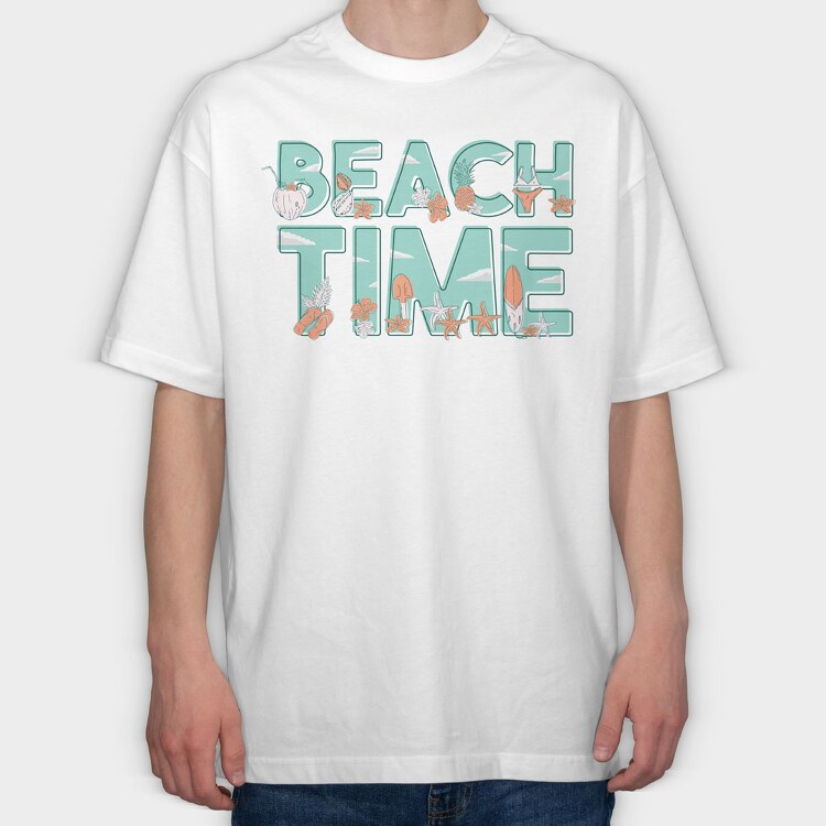 Beach Time, Tricou Oversize Barbati (Unisex)