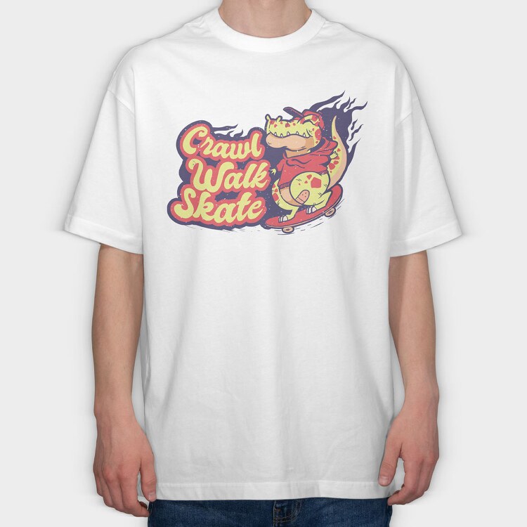 Skating Dino, Tricou Oversize Barbati (Unisex)