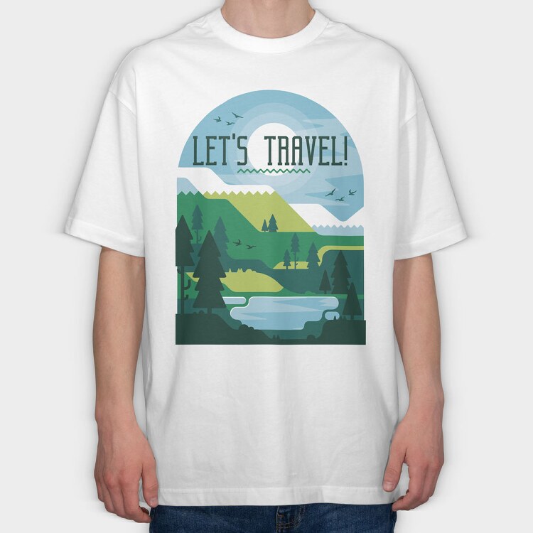 Let's Travel, Tricou Oversize Barbati (Unisex)