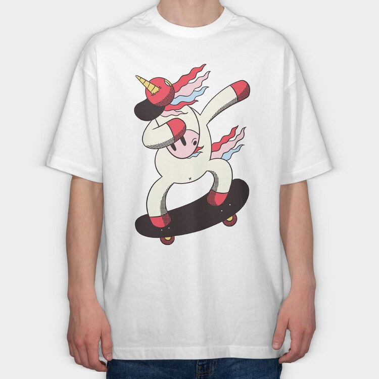 Dabbing Skater Unicorn, Tricou Oversize Barbati (Unisex)