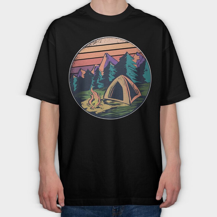 Camping, Tricou Oversize Barbati (Unisex)