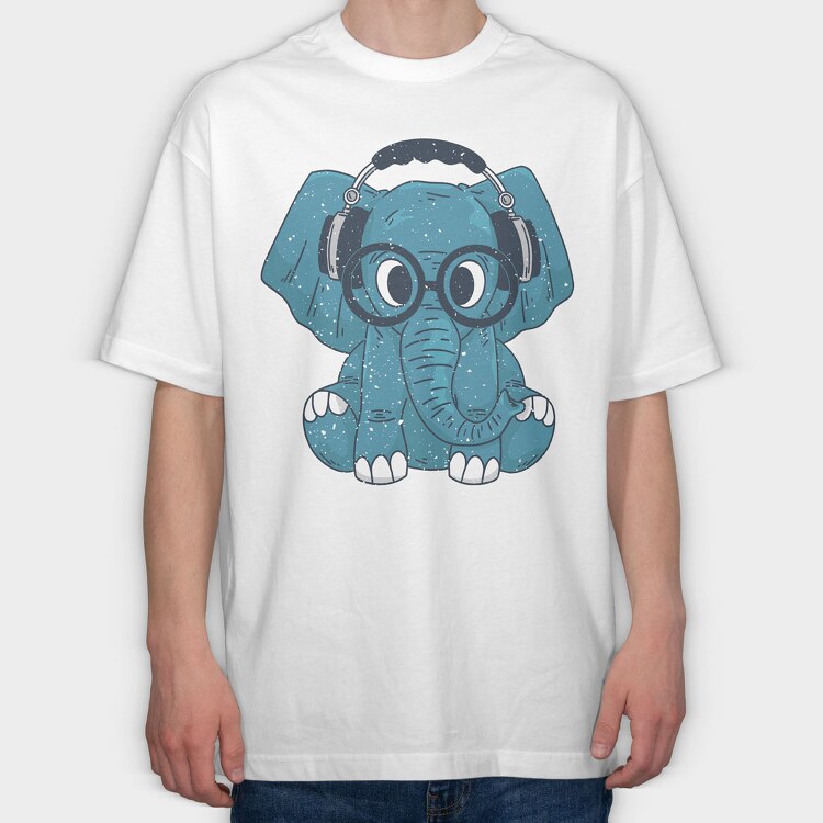 Elephant With Glasses, Tricou Oversize Barbati (Unisex)