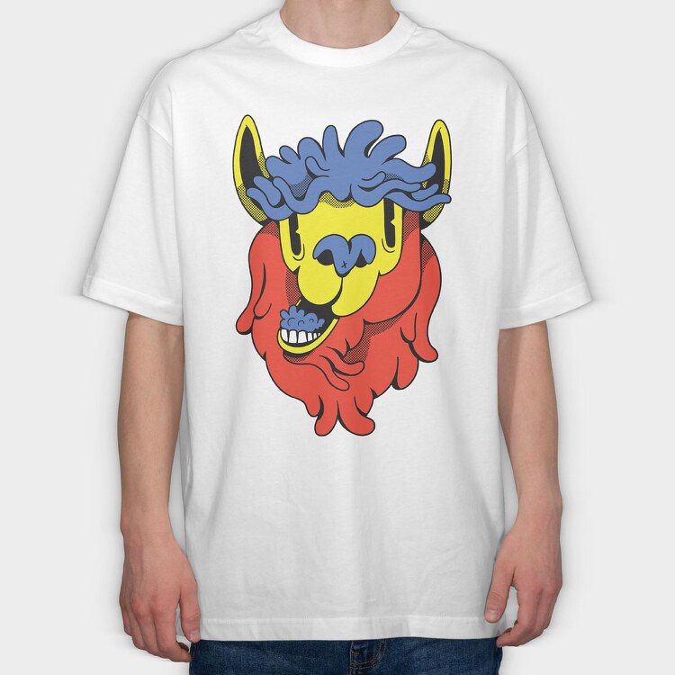 Llama Chewing, Tricou Oversize Barbati (Unisex)