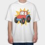Cartoon Tractor, Tricou Oversize Barbati (Unisex)