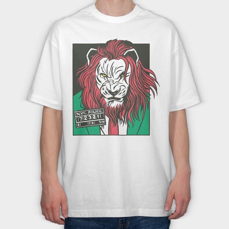 Lion Cartoon, Tricou Oversize Barbati (Unisex)