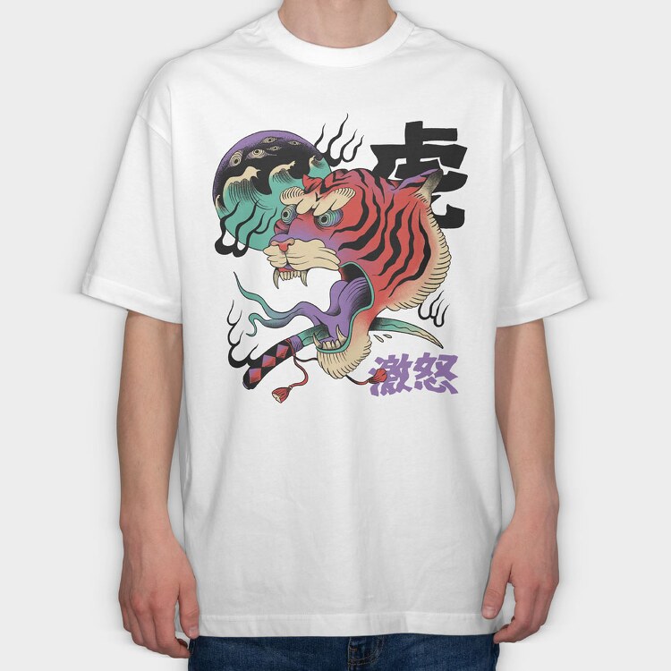Psychedelic Japanese 03, Tricou Oversize Barbati (Unisex)
