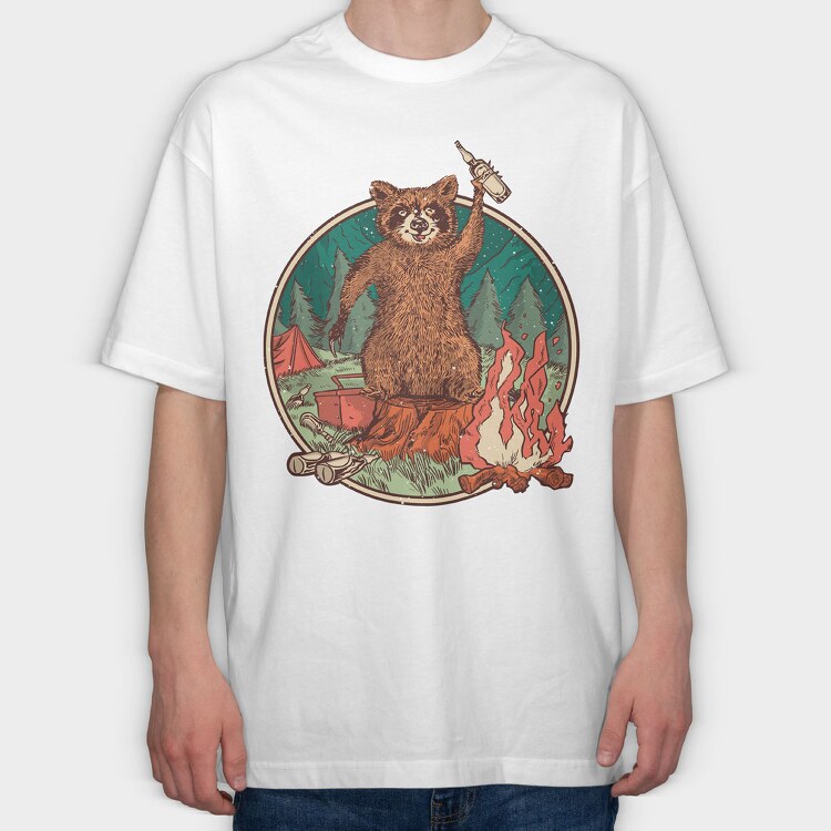Raccoon Beer, Tricou Oversize Barbati (Unisex)