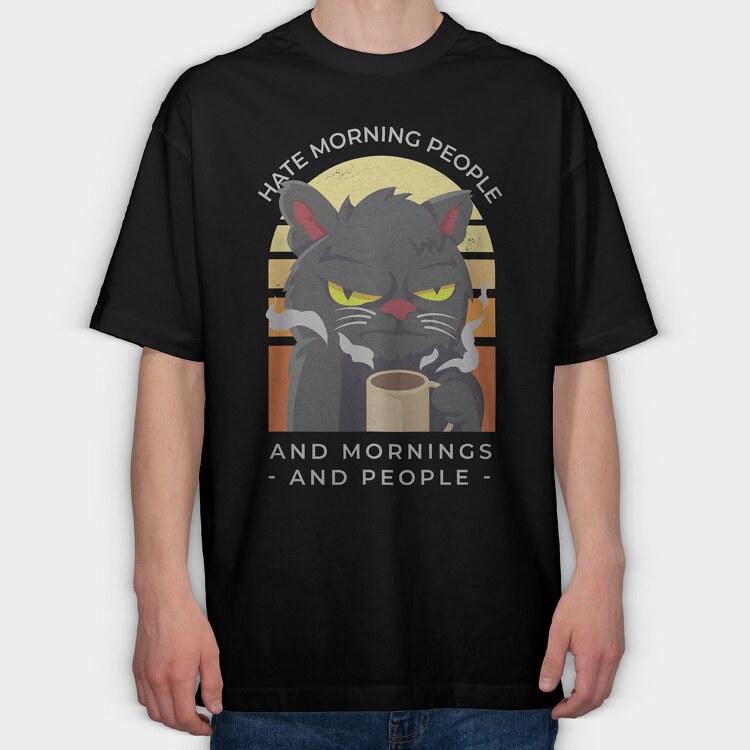 Agry Coffe Cat, Tricou Oversize Barbati (Unisex)