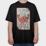 Dog Coffee, Tricou Oversize Barbati (Unisex)