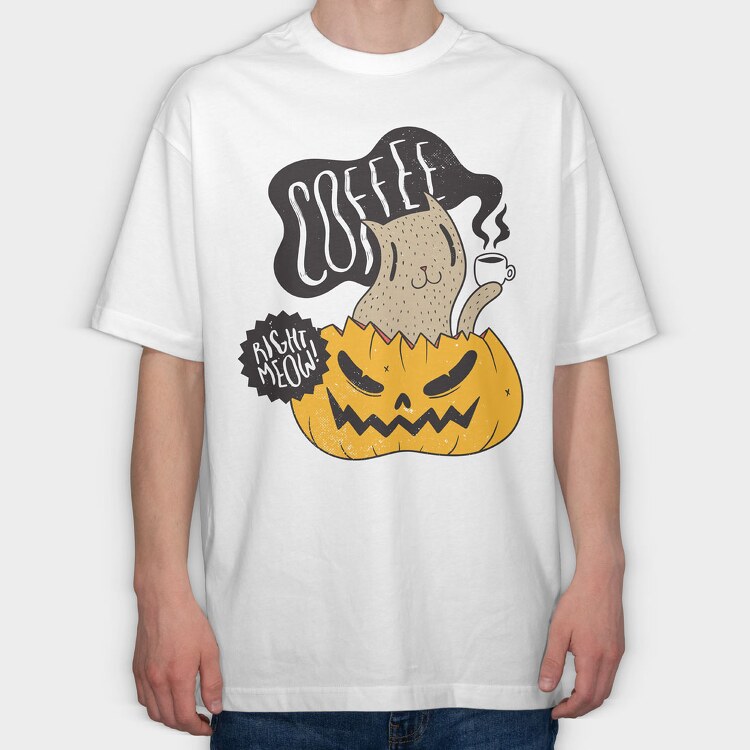 Coffee Right Meow, Tricou Oversize Barbati (Unisex)