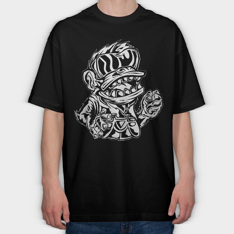 Angry Monkey Gamer, Tricou Oversize Barbati (Unisex)