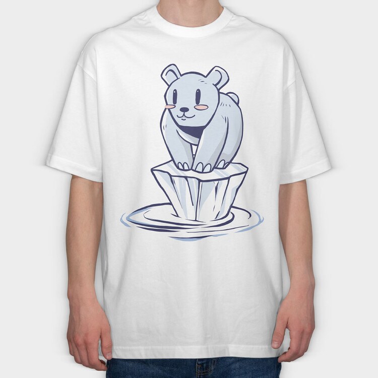 Polar Bear Alone, Tricou Oversize Barbati (Unisex)