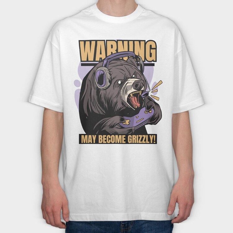 Gaming Bear Angry, Tricou Oversize Barbati (Unisex)