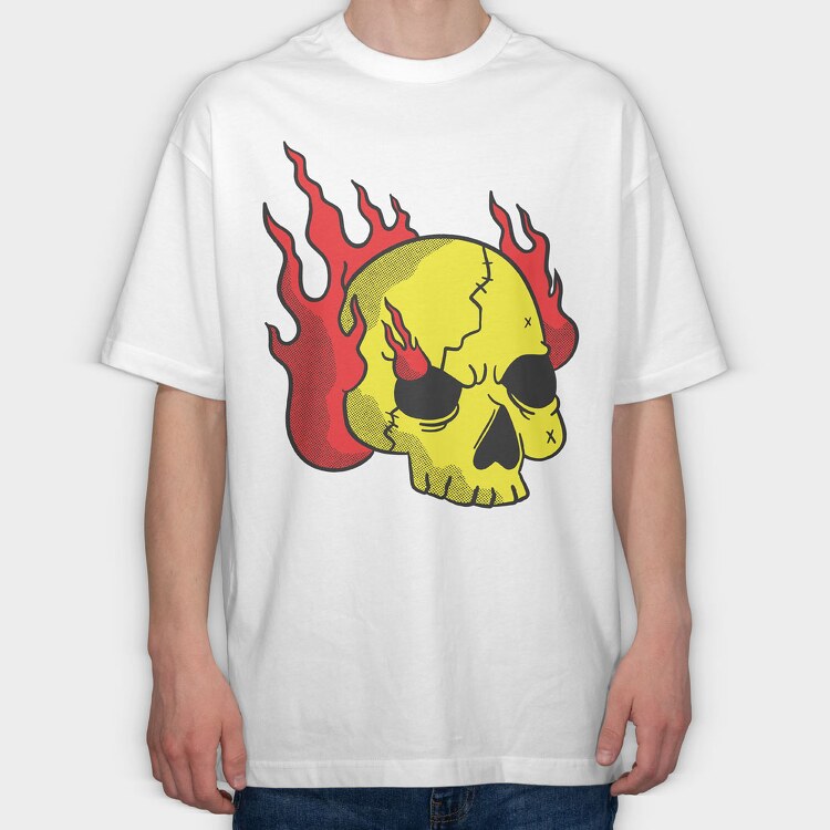 Burning Skull, Tricou Oversize Barbati (Unisex)