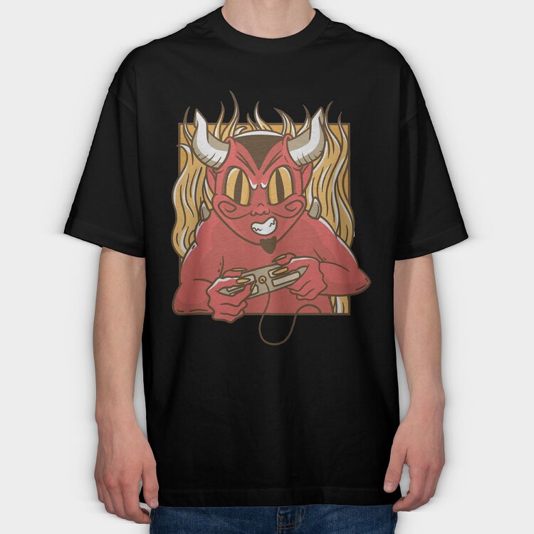 Devil Gamer, Tricou Oversize Barbati (Unisex)