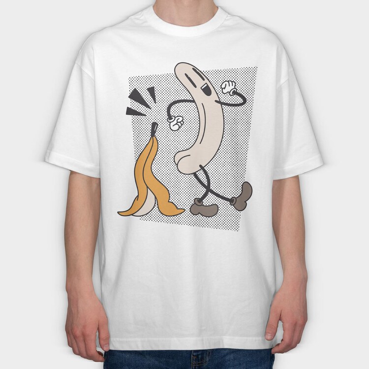 Naked Banana Retro, Tricou Oversize Barbati (Unisex)