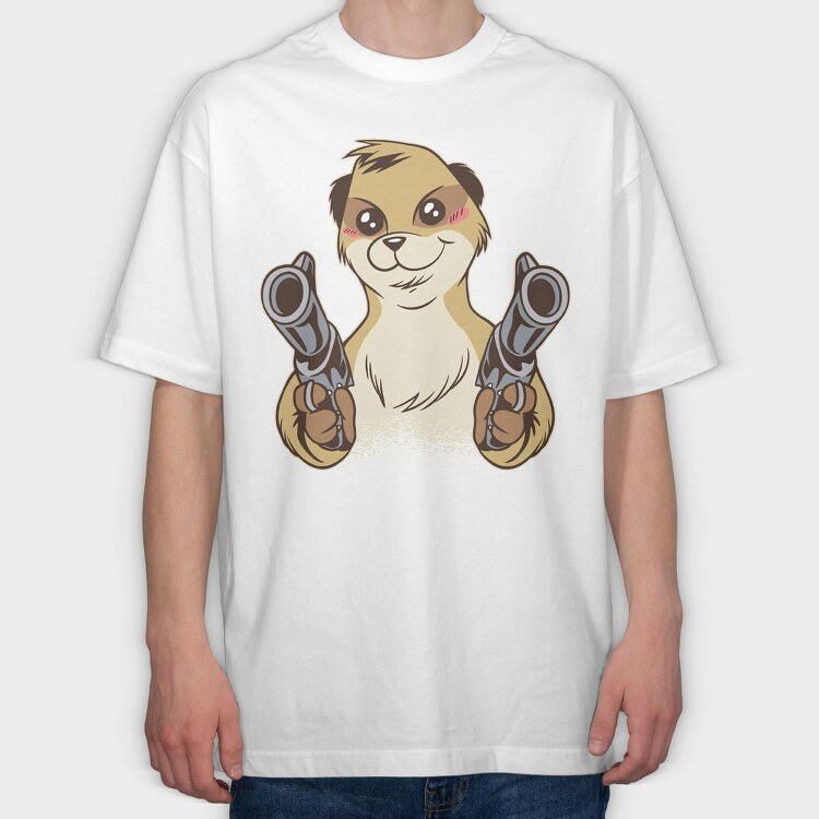 Meerkat Gun, Tricou Oversize Barbati (Unisex)