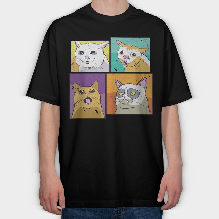 Meme Cats, Tricou Oversize Barbati (Unisex)
