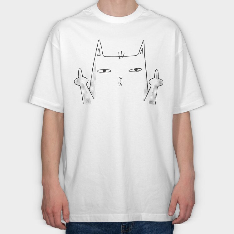 Middle Finger Cat, Tricou Oversize Barbati (Unisex)